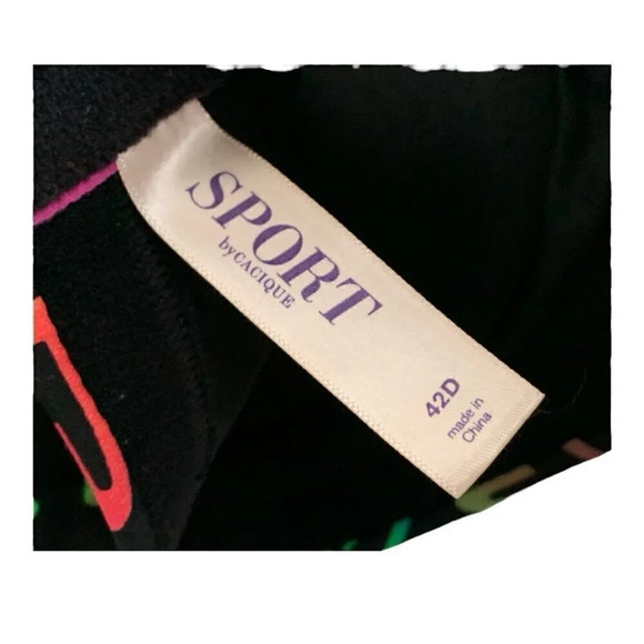 SPORT by Cacique Bra - Black with Neon Hearts Size 42D Lane Bryant - Picture 5 of 6